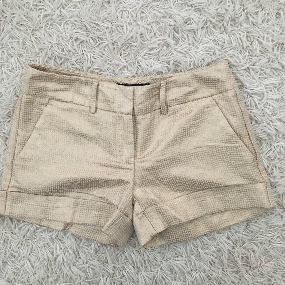 Gold tone dressy shorts, size 2